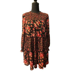 CE CE FLORAL DRESS XS SMOCKED LINED FLIRTY FLOW